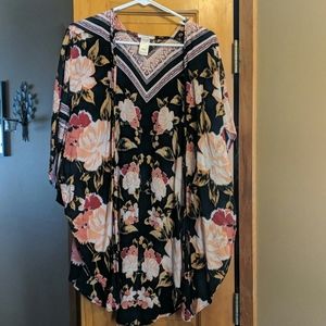 Black Floral Kimono/Ruana